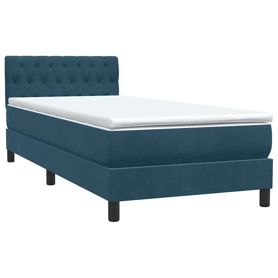 Sommier à lattes de lit et matelas bleu foncé 100x220cm velours - 4