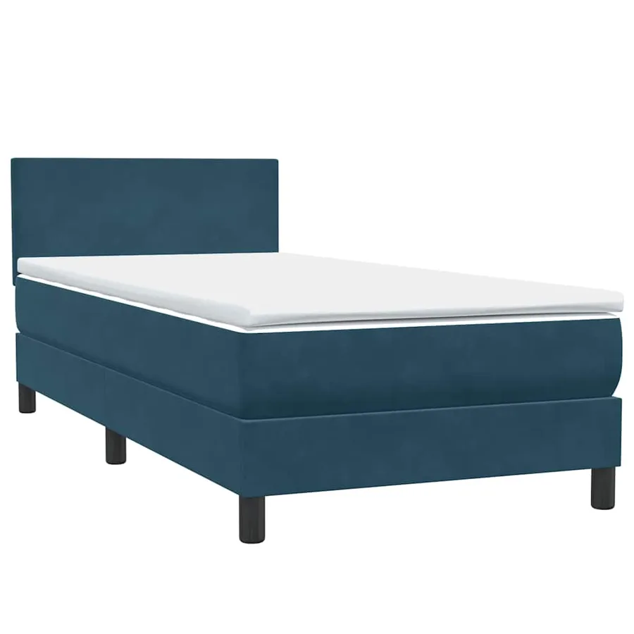 Sommier à lattes de lit et matelas et LED bleu foncé 100x220cm velours - 5