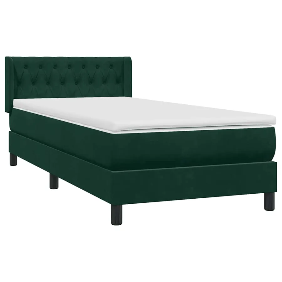 Sommier à lattes de lit et matelas vert foncé 100x220cm velours - 4