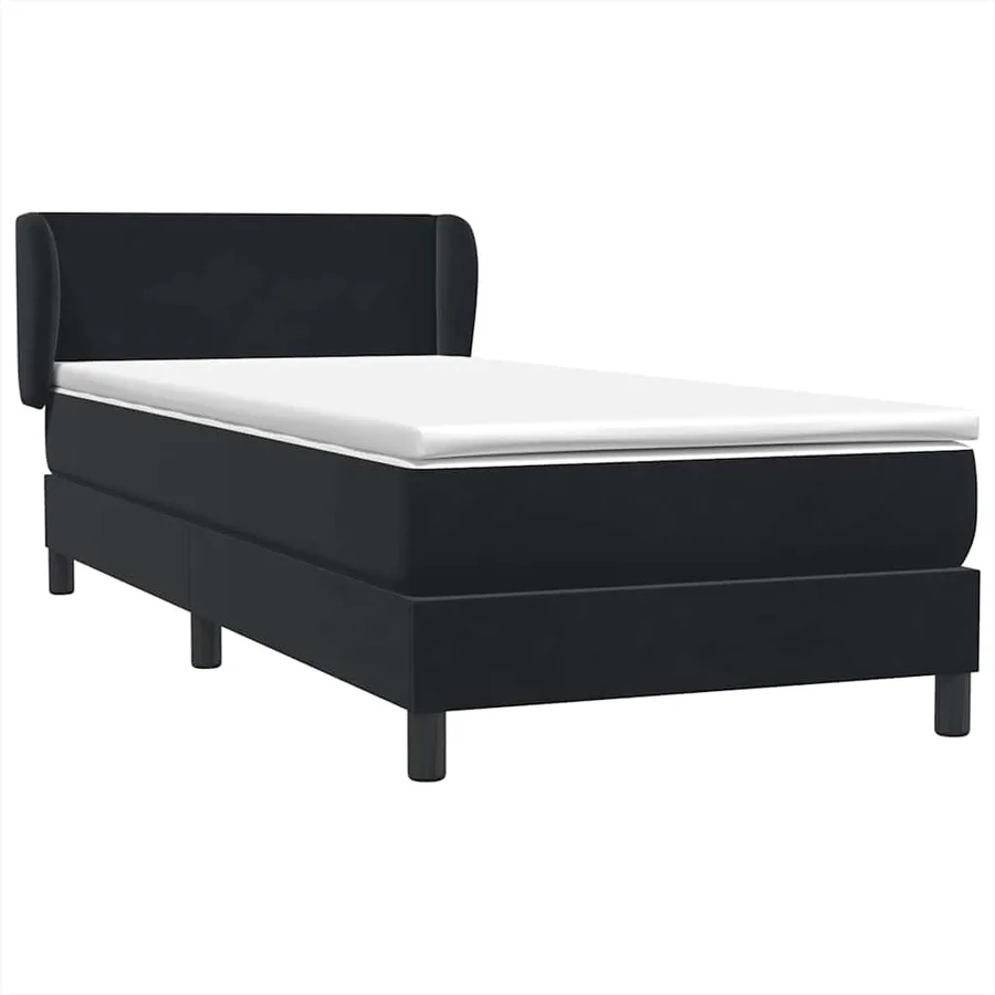 Sommier à lattes de lit avec matelas noir 100x220 cm velours - 2