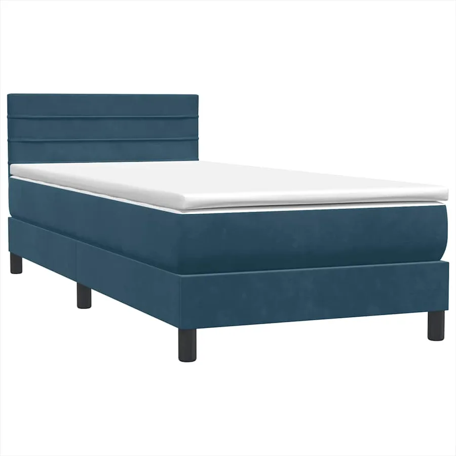 Sommier à lattes de lit et matelas et LED bleu foncé 100x220cm velours - 5