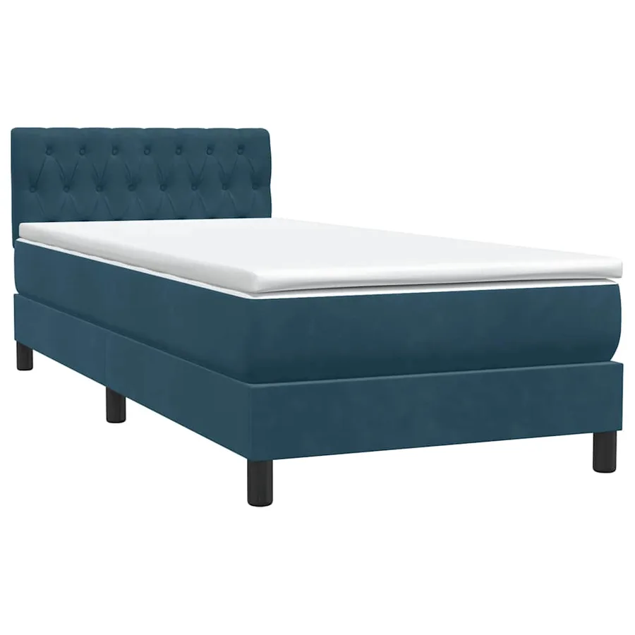 Sommier à lattes de lit et matelas et LED bleu foncé 100x220cm velours - 5