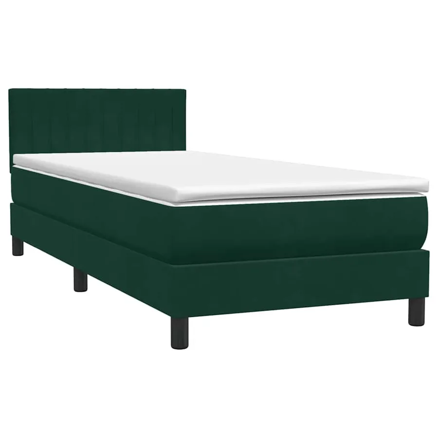 Sommier à lattes de lit et matelas et LED vert foncé 100x220cm velours - 5