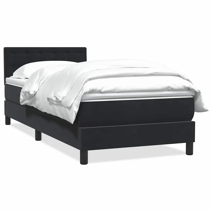Sommier à lattes de lit avec matelas noir 100x220 cm velours - 2