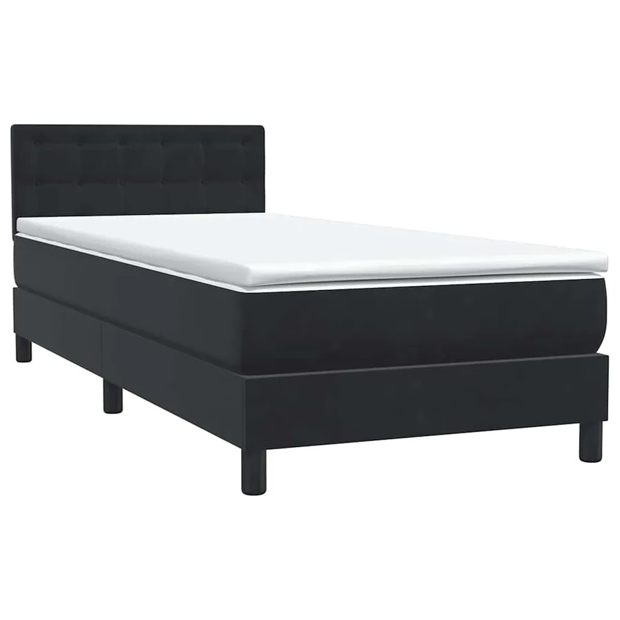 Sommier à lattes de lit avec matelas noir 100x220 cm velours - 4