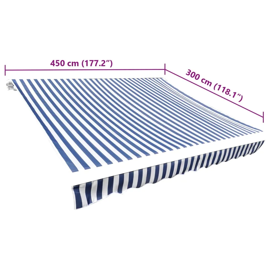 Tissu de remplacement pour auvent bleu et blanc 4,5x3 m polyester - 5