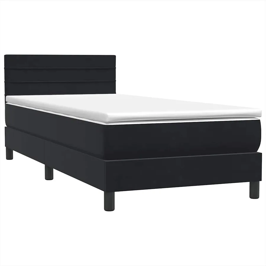 Sommier à lattes de lit avec matelas et LED noir 100x220 cm velours - 5