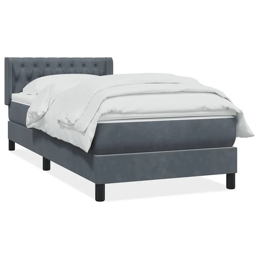 Sommier à lattes de lit et matelas gris foncé 100x220cm velours - 2