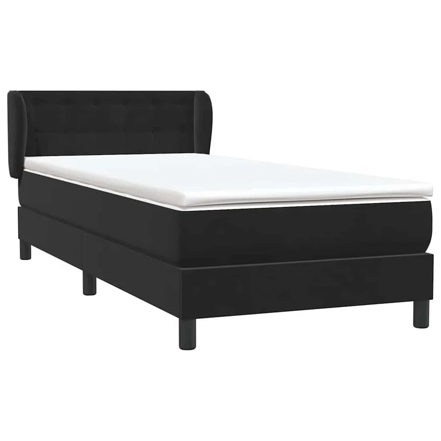Sommier à lattes de lit avec matelas noir 100x220 cm velours - 4