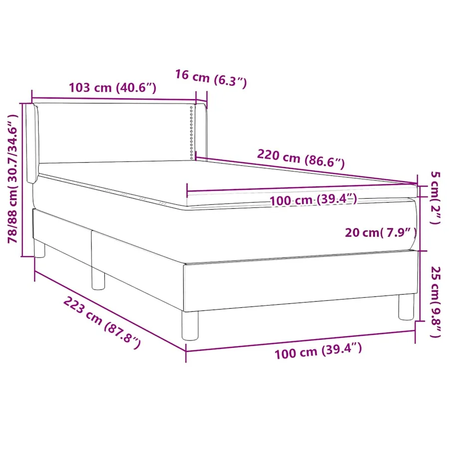 Sommier à lattes de lit avec matelas rose 100x220 cm velours - 12