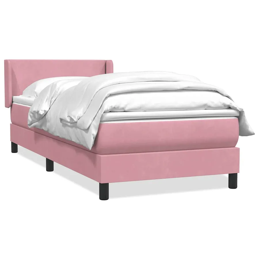 Sommier à lattes de lit avec matelas rose 100x220 cm velours - 2