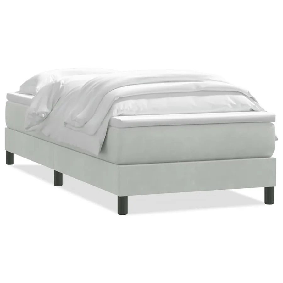 Sommier à lattes de lit et matelas gris clair 100x220cm velours - 2