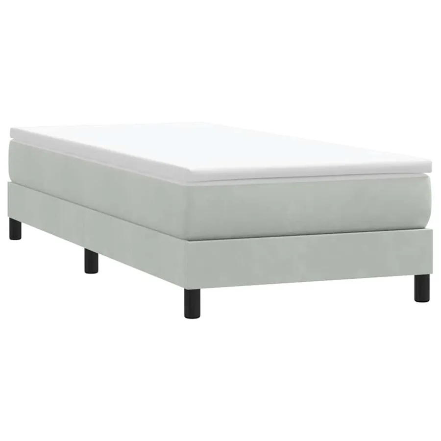 Sommier à lattes de lit et matelas gris clair 100x220cm velours - 5
