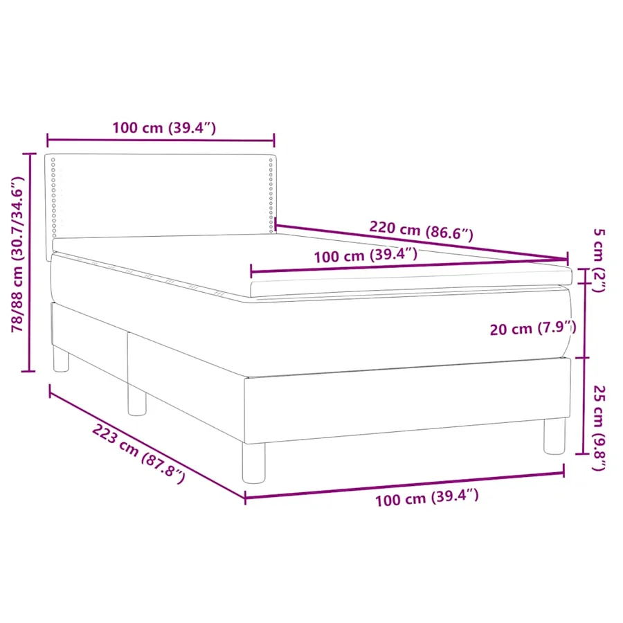 Sommier à lattes de lit et matelas gris clair 100x220cm velours - 12