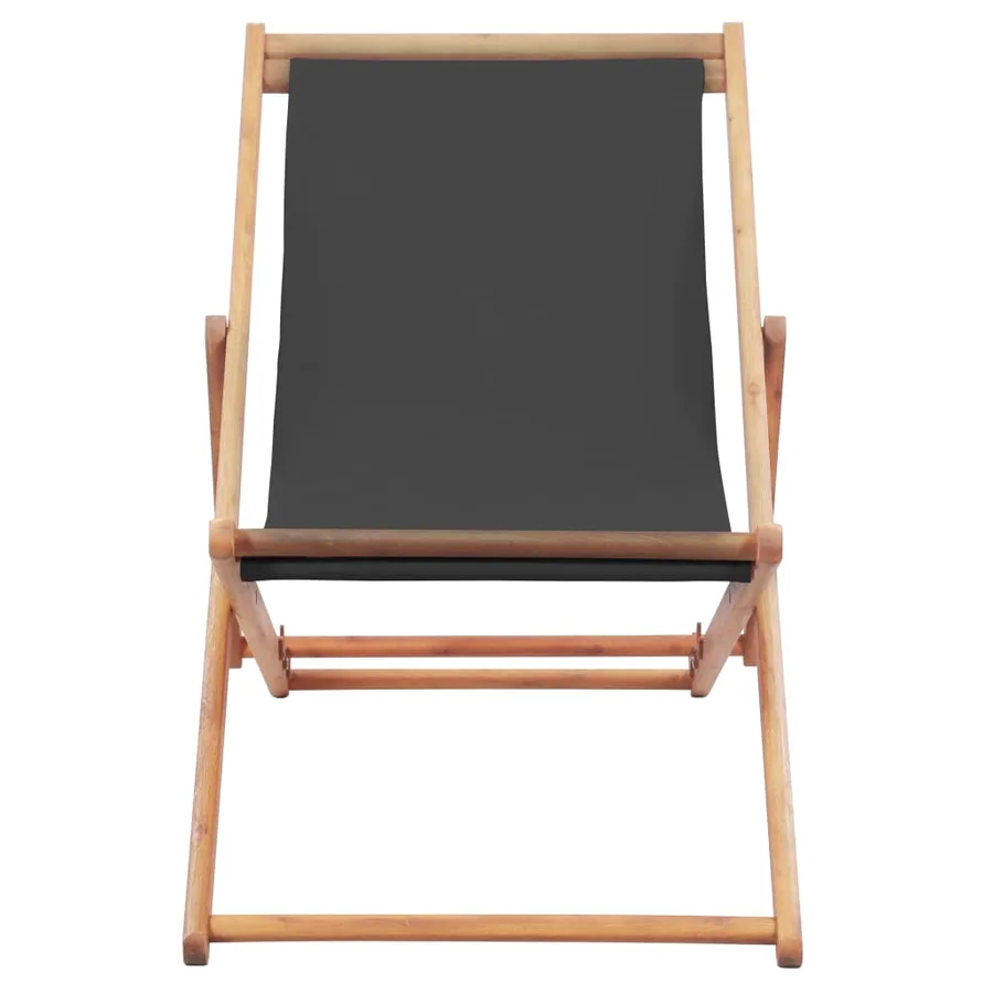 Chaise pliable de plage Tissu et cadre en bois Gris - 2