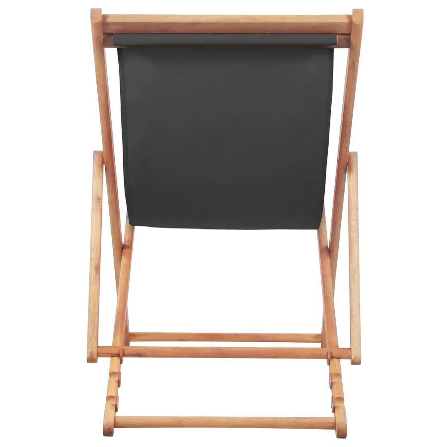 Chaise pliable de plage Tissu et cadre en bois Gris - 3