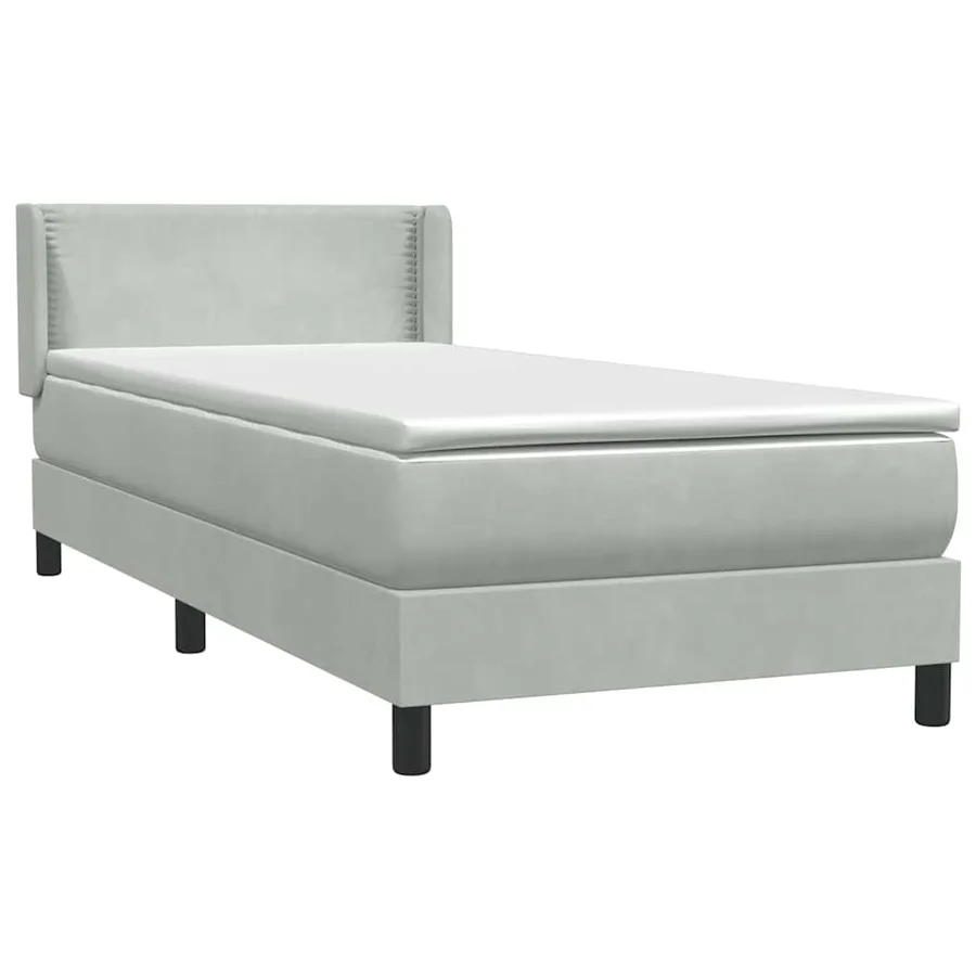 Sommier à lattes de lit et matelas gris clair 100x220cm velours - 4