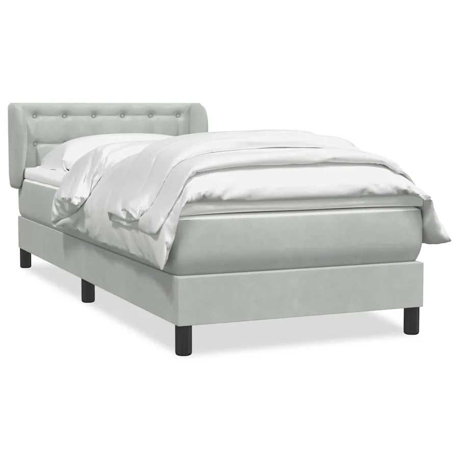 Sommier à lattes de lit et matelas gris clair 100x220cm velours - 2