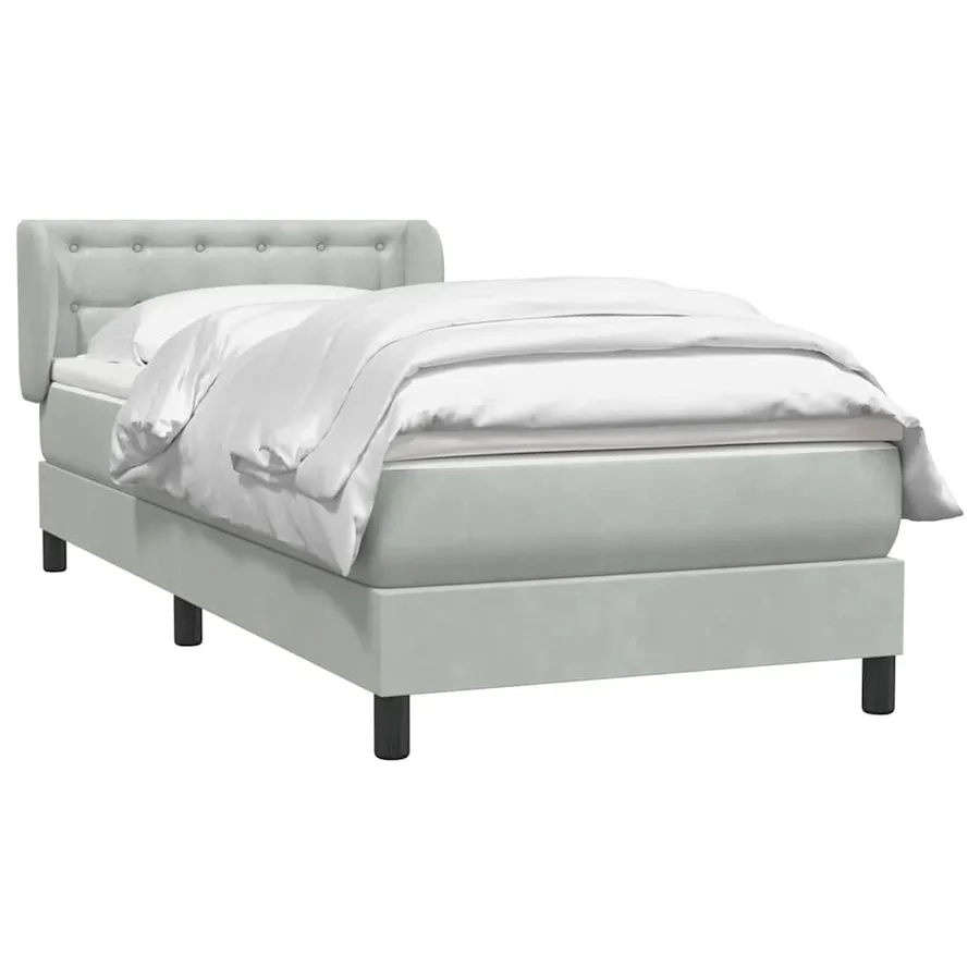 Sommier à lattes de lit et matelas gris clair 100x220cm velours - 3