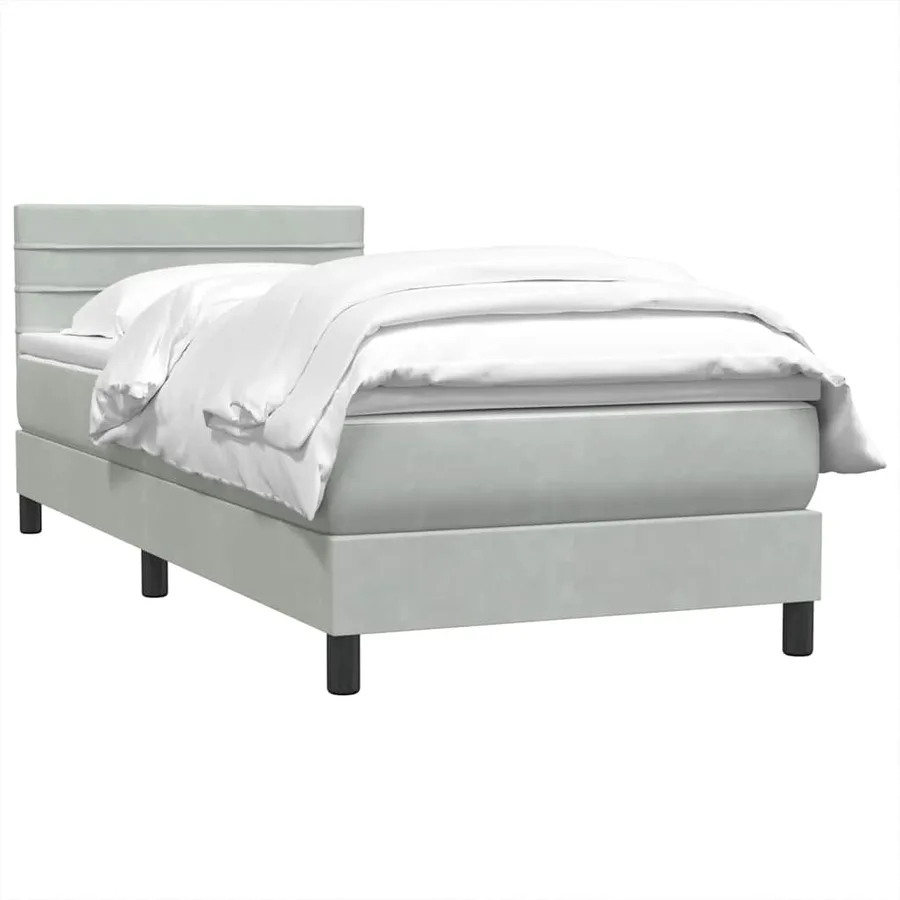 Sommier à lattes de lit et matelas gris clair 100x220cm velours - 3