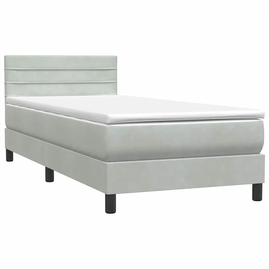 Sommier à lattes de lit et matelas gris clair 100x220cm velours - 4
