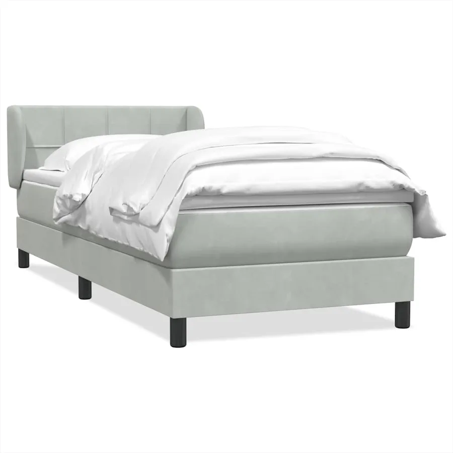 Sommier à lattes de lit et matelas gris clair 100x220cm velours - 2