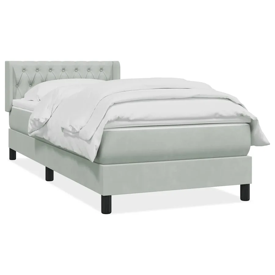 Sommier à lattes de lit et matelas gris clair 100x220cm velours - 2