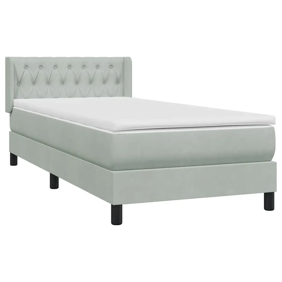 Sommier à lattes de lit et matelas gris clair 100x220cm velours - 4