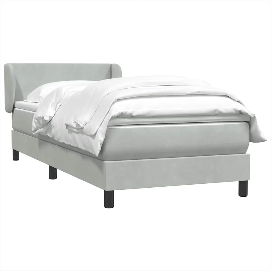 Sommier à lattes de lit et matelas gris clair 100x220cm velours - 4