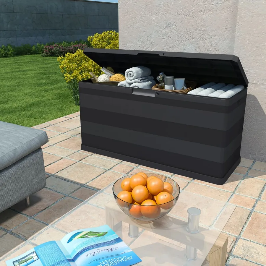 Boîte de rangement de jardin noir 117x45x56 cm - 2
