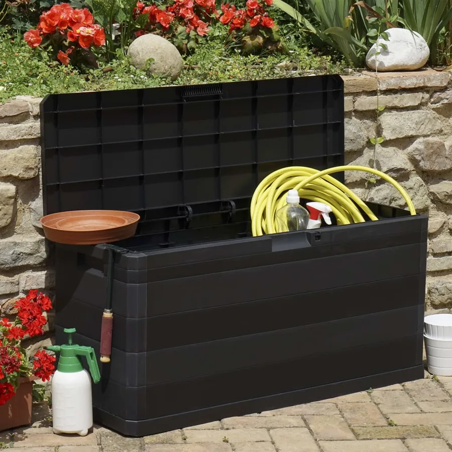 Garden storage box black 117x45x56 cm - 3
