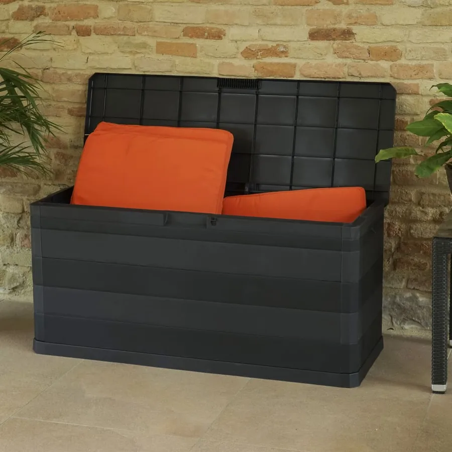 Garden storage box black 117x45x56 cm - 4