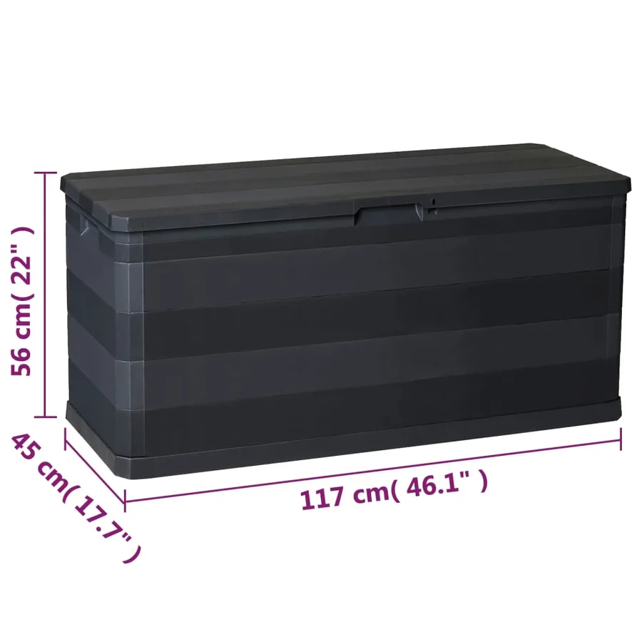 Boîte de rangement de jardin noir 117x45x56 cm - 8