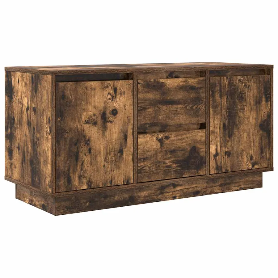 Meuble TV avec lumières LED chêne fumé 100x41x50 cm - 3