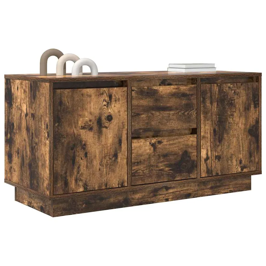 Meuble TV avec lumières LED chêne fumé 100x41x50 cm - 5