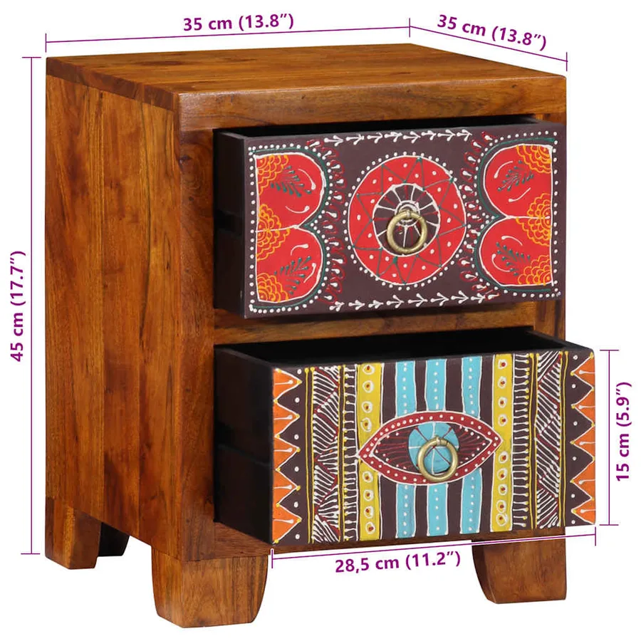 Table de chevet 2 pcs 35x35x45 cm bois d'acacia massif - 9
