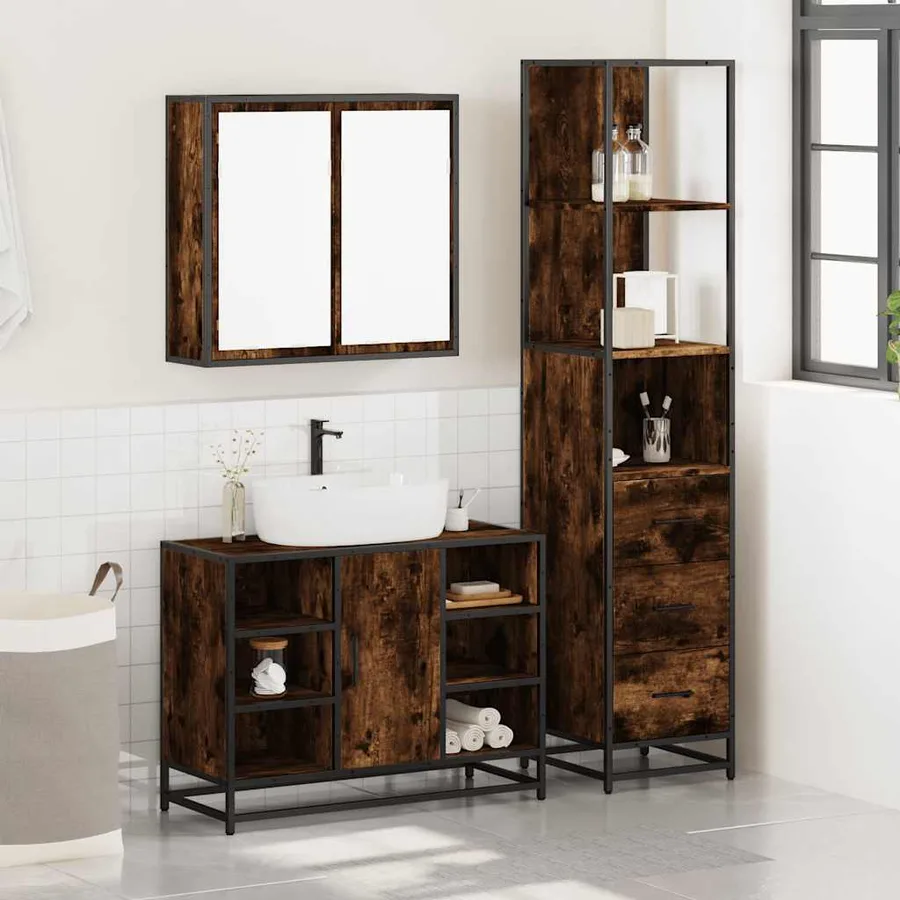 Ensemble de meubles de salle de bain 3 pcs Chêne fumé - 3