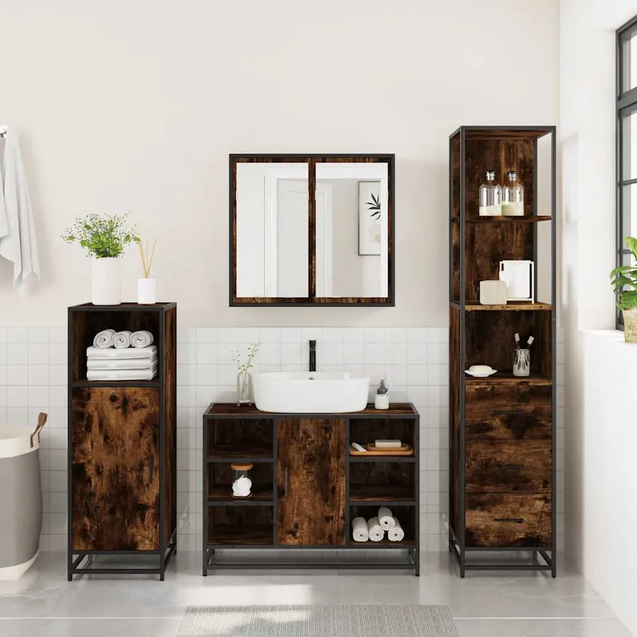 Ensemble de meubles de salle de bain 3 pcs Chêne fumé - 4
