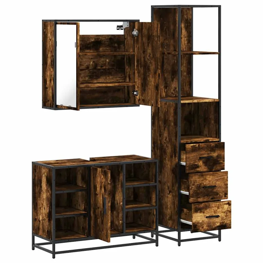 Ensemble de meubles de salle de bain 3 pcs Chêne fumé - 8