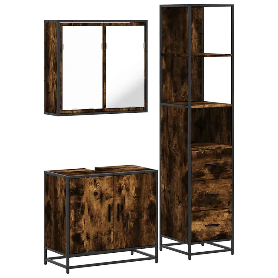 Ensemble de meubles de salle de bain 3 pcs Chêne fumé - 2