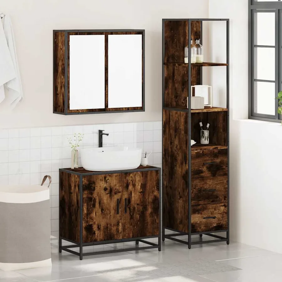 Ensemble de meubles de salle de bain 3 pcs Chêne fumé - 3