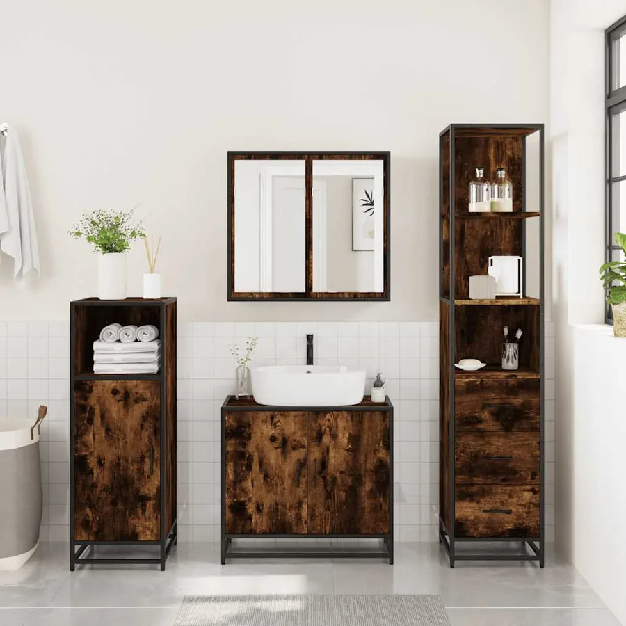 Ensemble de meubles de salle de bain 3 pcs Chêne fumé - 4