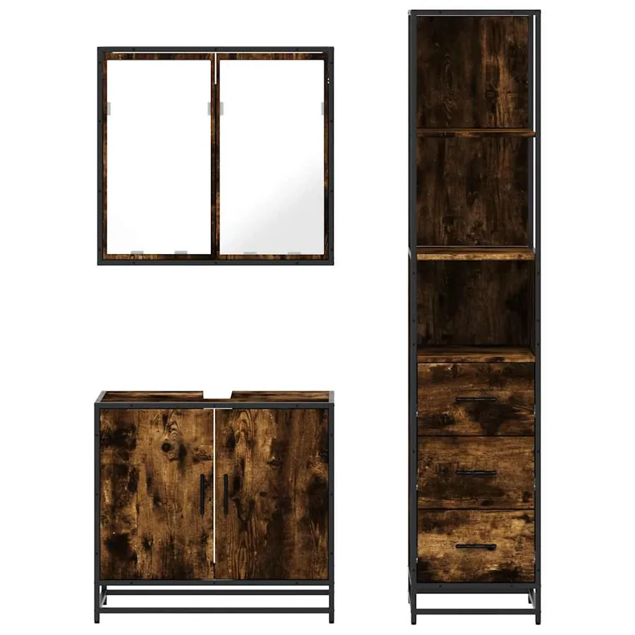 Ensemble de meubles de salle de bain 3 pcs Chêne fumé - 5