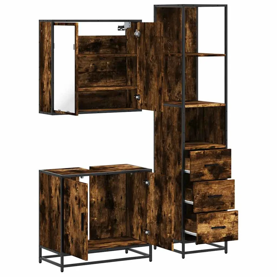 Ensemble de meubles de salle de bain 3 pcs Chêne fumé - 8