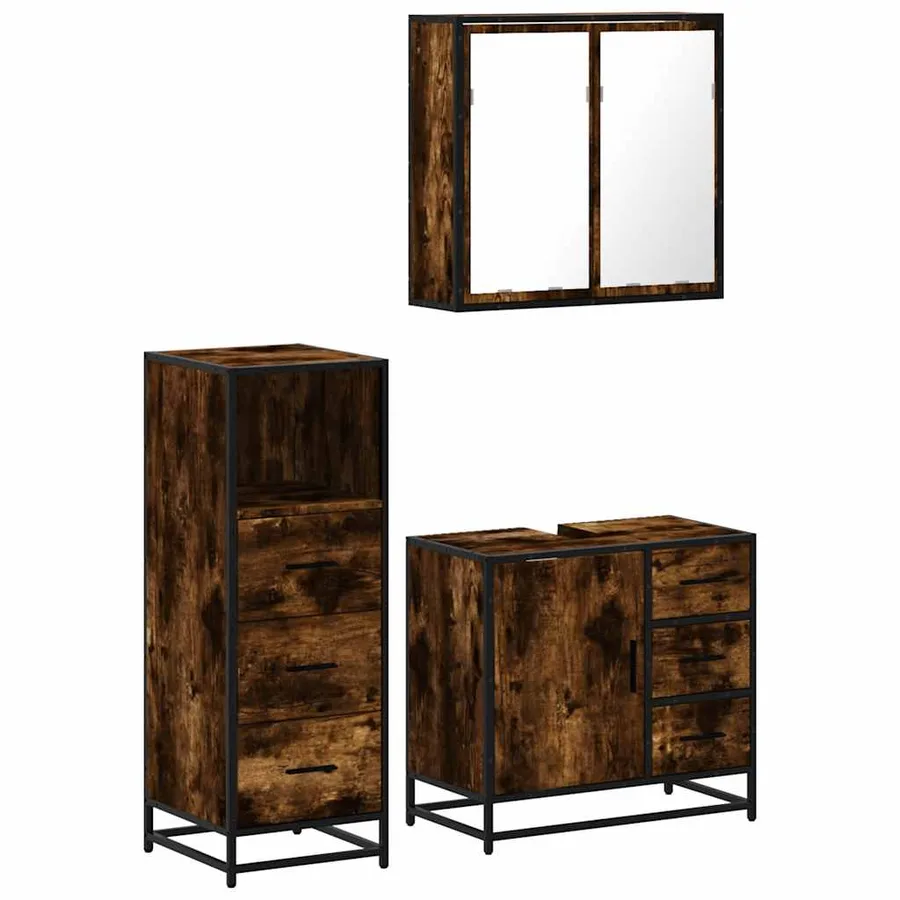 Ensemble de meubles de salle de bain 3 pcs Chêne fumé - 2