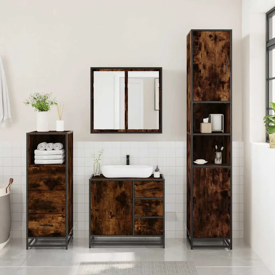 Ensemble de meubles de salle de bain 3 pcs Chêne fumé - 3