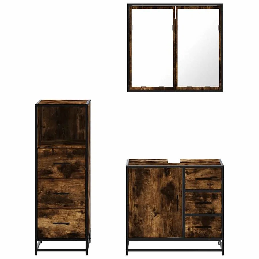 Ensemble de meubles de salle de bain 3 pcs Chêne fumé - 5