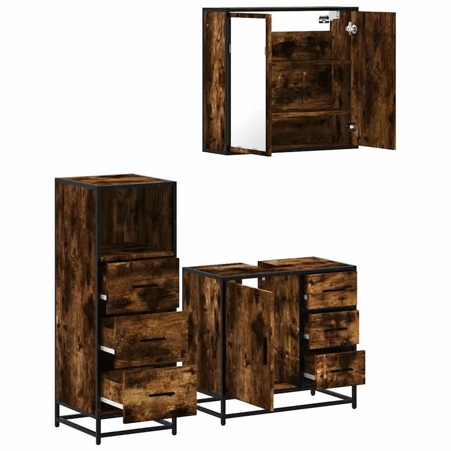 Ensemble de meubles de salle de bain 3 pcs Chêne fumé - 6
