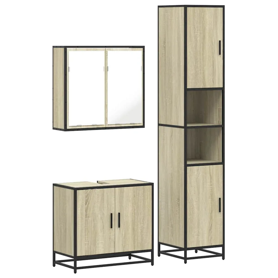 Ensemble de meubles de salle de bain 3 pcs chêne sonoma - 2