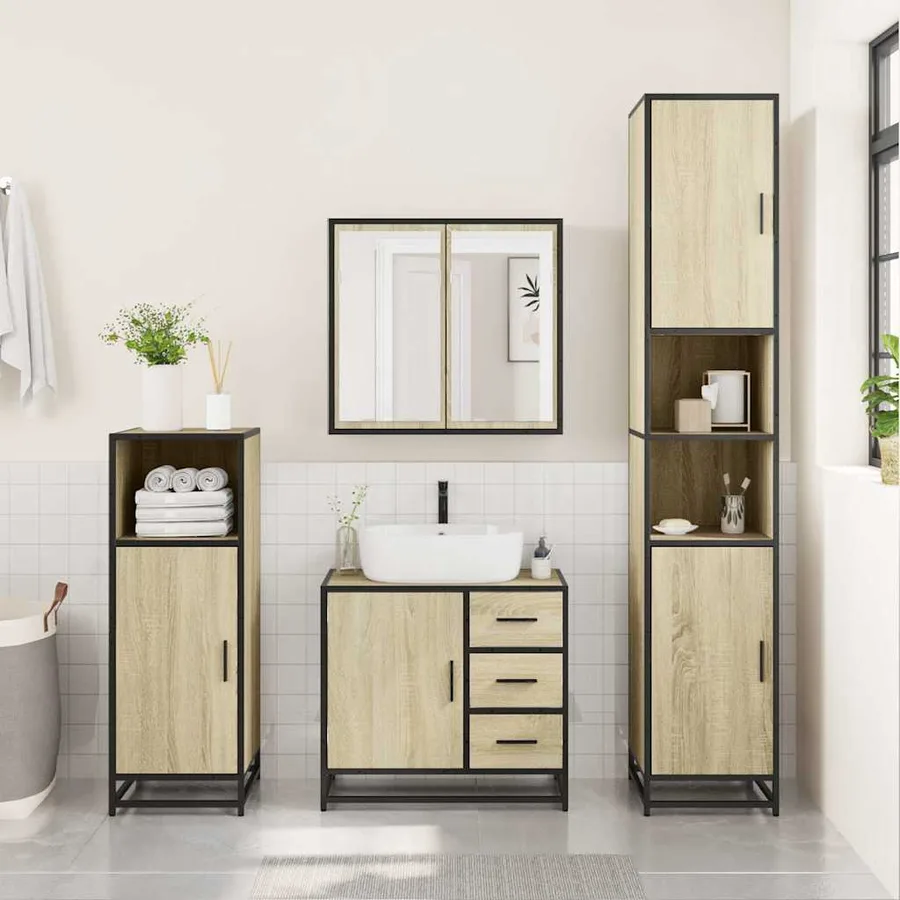 Ensemble de meubles de salle de bain 3 pcs chêne sonoma - 3